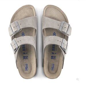 BIRKENSTOCK Shoes-Arizona Stone/Beige Suede Sandal-Soft Footbed-Excellent-Sz 37